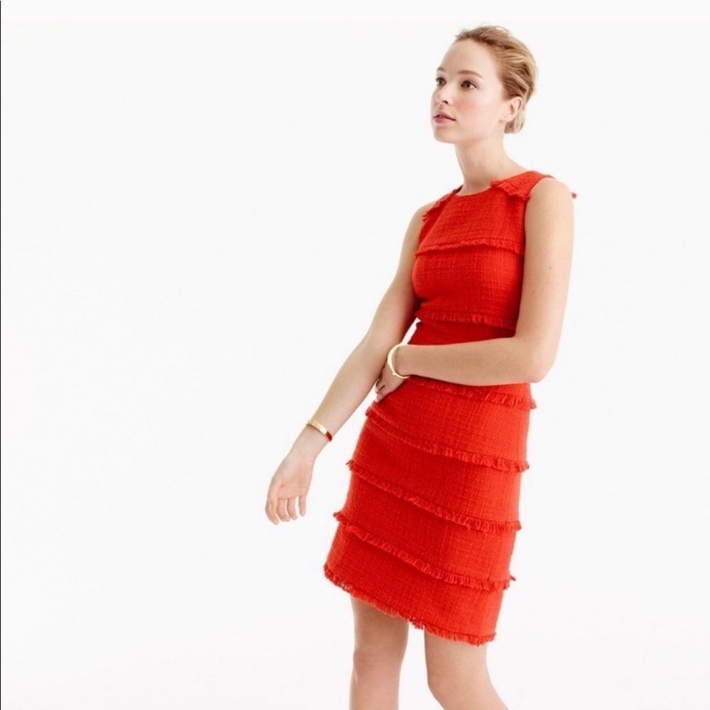J. Crew Red Tiered Sleeveless Midi Dress